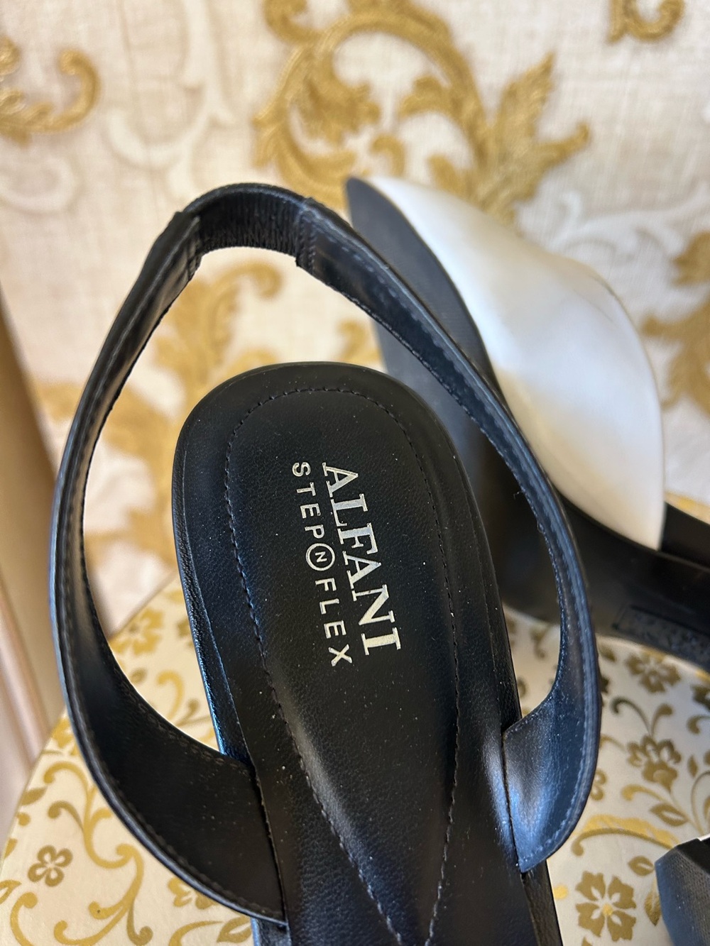 Alfani Black and White Slingback Heels